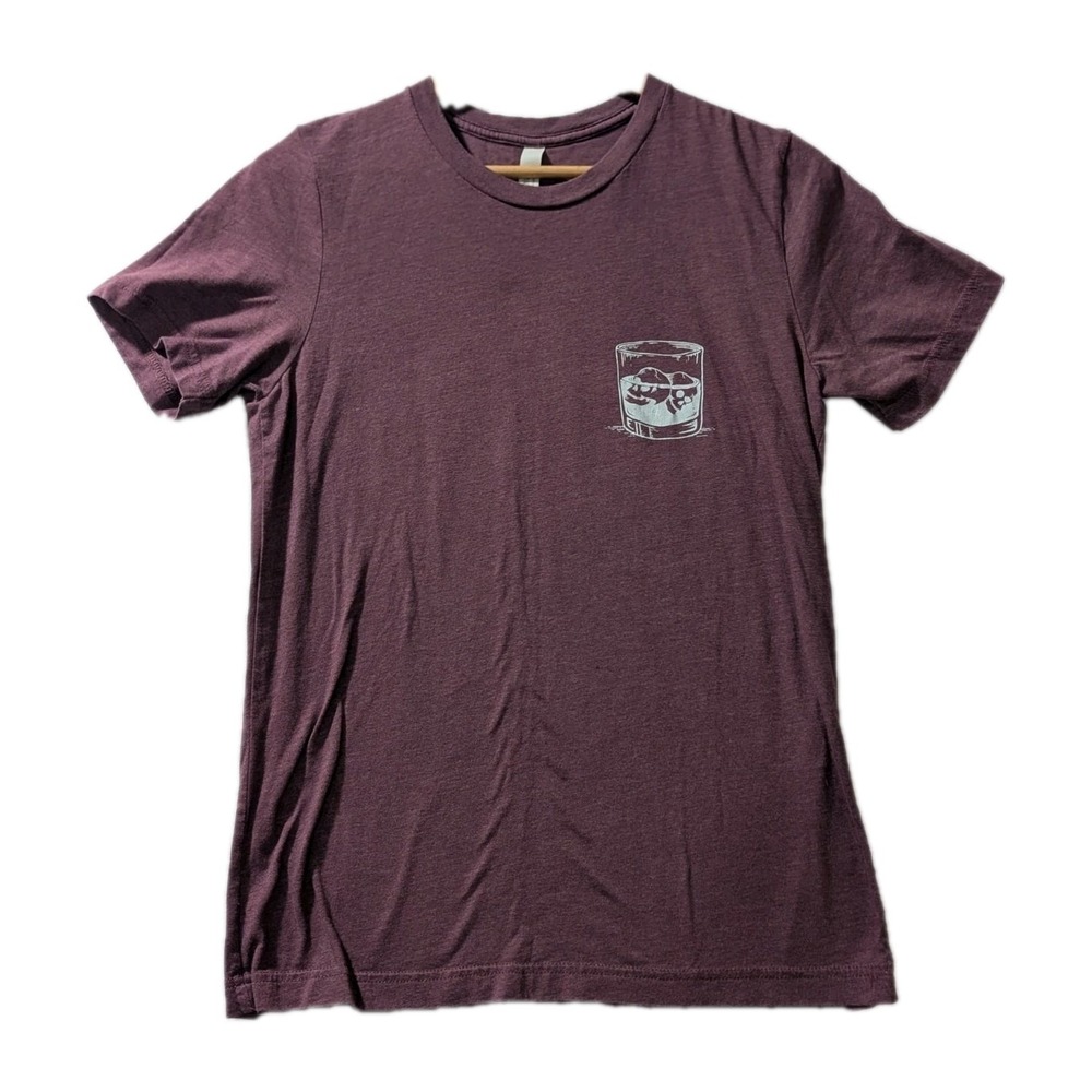 Bella + Canvas Whiskey Glass Ice Skulls Tee M Maroon Graphic Shirt USA Strong